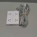 Surge Protector Power Strip 15 Ft Cord, Ultra Thin Flat Extension Cord with 8 Outlets 4 USB Ports(2 USB C), Flat Plug Power Strip, 15 Ft Long Braided Power Cord for Home, Office, Dorm Room Essentials (White & Grey)