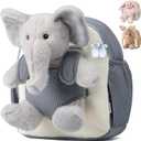 Moonkie Hug & Go Elephant Toddler Backpack Soft Plush Bag with Take-Along Toy for Boys Aged 24 | Ideal for Daycare, Travel & Birthday Gifts