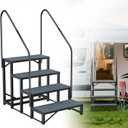 Rv Steps with Handrail 4 Step,Hot Tub Steps with Anti-Slip Mats,Heavy Duty Metal Mobile Home Stairs,Camper Steps for Travel Trailer,Portable Step Ladder for Spa,Pool and Porch