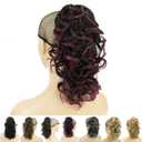 IMISSU Messy Curly Hair Short Claw Ponytail Hair Extensions Pony Tail Clip in Hairpieces (Black Ombre Burgundy)