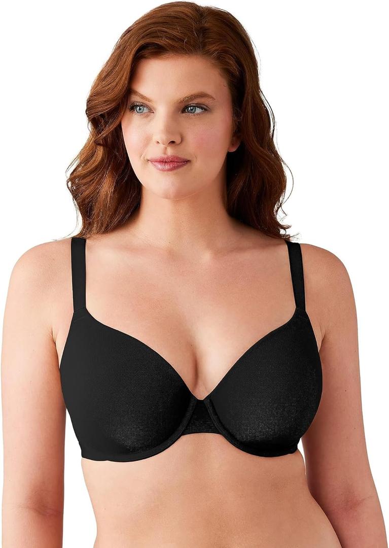Wacoal Women's Shallow Top Shape Revelation T-Shirt Bra (32D, Black)