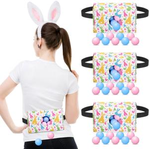 4 Sets Easter Party Games Swing Shaking Balls Game Colorful Bunny Novelty Twerk Game with 4 Adjustable Belts and 80 Balls for Adults Garden Outdoor Indoor Group Holiday