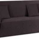 Ruaozz Stretch Sofa Cover 1 Piece Couch Covers for 3 Cushion Couch Non Slip Universal Sofa Slipcover Washable Soft Jacquard Furniture Protector with 2 pcs Throw Pillow Covers (3 Seater, Chocolate)