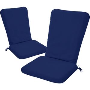 Adirondack Chair Cushion Set of 2-18''x18'' Seat & 18''x27'' Back, Outdoor Rocking Chair Cushions with Waterproof, Fade-Resistant, Removable & Machine-Washable Covers, Navy
