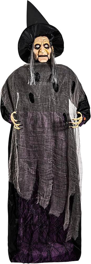 ELAMAS Animatronics 64 inch Dancing Witch Halloween Decorations - Sound Activated with Creepy Sound, Spooky Move, Light Up Eyes, Haunted House Scary Decor Horror Prop for Indoor, Outdoor, Yard Lawn
