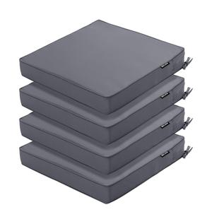 Outdoor Chair Cushions 16 x 17 Inch, Set of 4, Water Resistant Patio Chair Cushions with Tie 3 Year Color Fastness Thick Outdoor Seat Cushion for Garden Lawn Patio Furniture Dark Grey