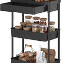 Dttwacoyh 3-Tier Rolling Cart，Makeup Cart with Wheels，Snack Cart，PET and Metal Rolling Cart for Living Room，Kitchen，Office，Bathroom，Golden