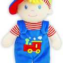 June Garden 13.5" Soft Dolly Ben - Stuffed Soft Baby Boy Doll for Birth and Up - Blue Outfit