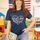 100 Days of School Shirt Women 100 Days of Doing Teacher Stuff Tshirts Teacher Appreciation Gift (Blue, XL)