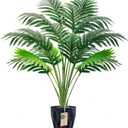 Der Rose 28'' Artificial Plants Large Fake Palm Tree Tall Fake Plants Indoor for Living Room Porch Balcony Patio Decor Outdoor (Black Pot)