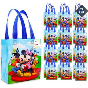 Mickey and Friends Party Favor Bags Set  24 Pack of 8" Mickey Mouse Goodie Bags for Kids Bulk Reusable Totes | Disney Birthday Party Supplies
