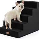 COZY KISS Dog Stairs for Small Dogs 5-Step, 19.7" Extra Wide Right-Angle Pet Stairs for Couch and Beds, Anti-Slip Dog Steps for Old Cats and Lowrider, 19.7x29.5x23.6 inch, Black