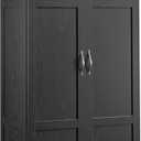 Sauder Tall Storage Cabinet, Black, 4 Adjustable Shelves, Multi-Room Use