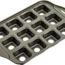 Tosnail 1 Pack 12 Cavity Mini Cheesecake Pan with Removable Bottom, All Edges Brownie Pans, Square Cupcake Muffin Pan, Small Bread Loaf Mold Square
