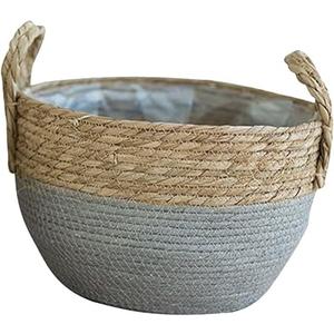 Garneck Woven Fruit Storage Basket Grass and Rope Organizer for Snacks Cosmetics Flowerpots and More Stylish