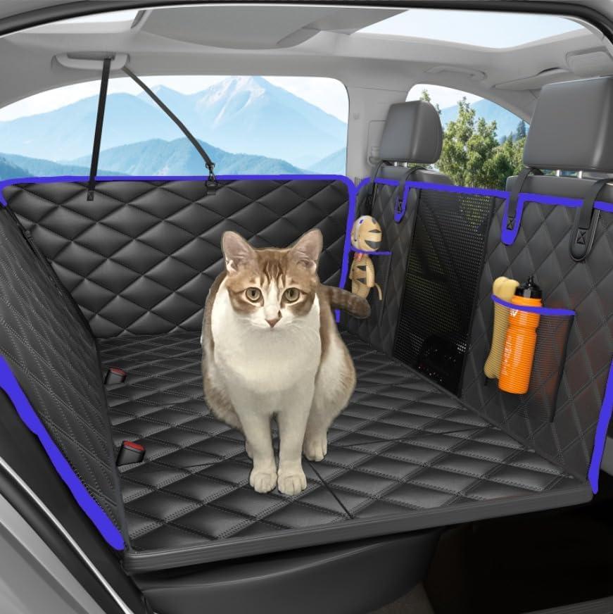 Dog Car Seat Cover for Back Seat, Hard Bottom Back Seat Extender for Dogs - Supports 400lbs