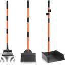 Pooper Scooper, Extra Large Long Handle Dog Pooper Scooper for Dogs Heavy Duty, Pet Supplies Stainless Metal Tray, Spade and Rake Set, Use on Grass, Dirt or Gravel