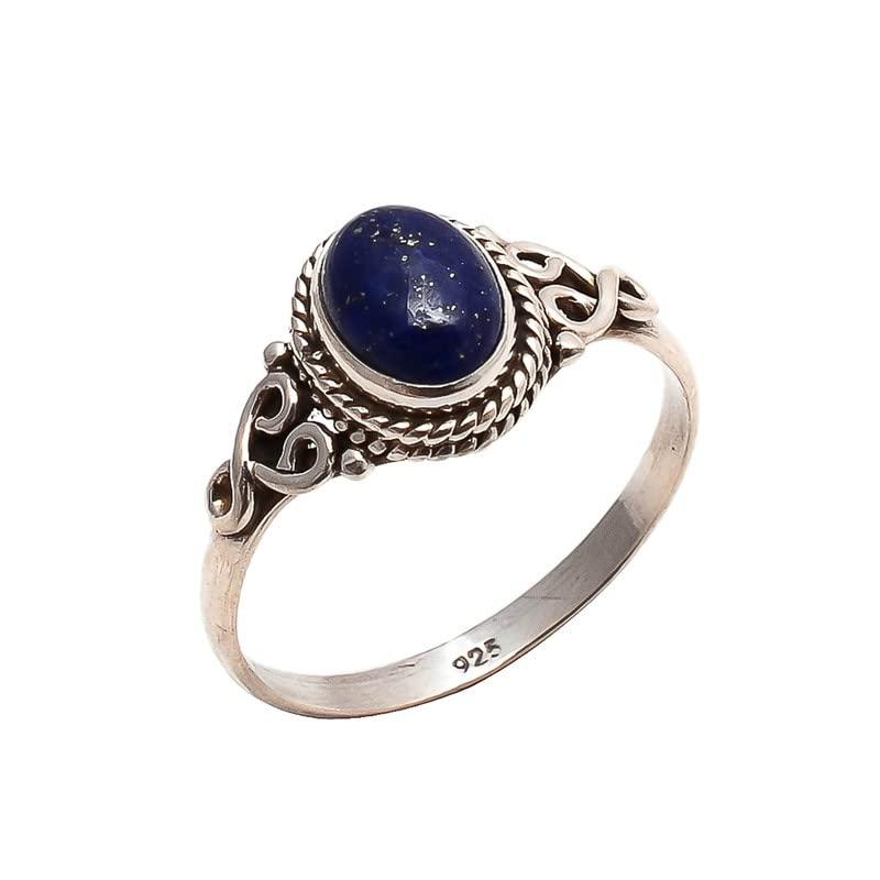 Lapis Lazuli Stone Ring 925 Sterling Silver Statement Ring For Women Handmade Rings Gemstone Christmas Promise Ring Size US 6 Gift For Her
