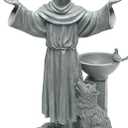 Design Toscano Francis of Assisi Blessing Religious Garden Decor Statue with Bird Bath Feeder, 19 inches Tall, Cast Stone Resin, Gray Stone Finish