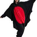 Kgromfy Black Bat Onesie Adult Halloween Animal Cosplay Outfits One Piece Costumes Party Jumpsuit Homewear S (Black)