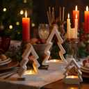 53 Pcs Christmas Tree Candle Holders Concrete Tea Light Holders Christmas Tree Table Centerpieces Party Decorations Xmas Gifts for Farmhouse Holiday Party Fireplace Mantel Decor