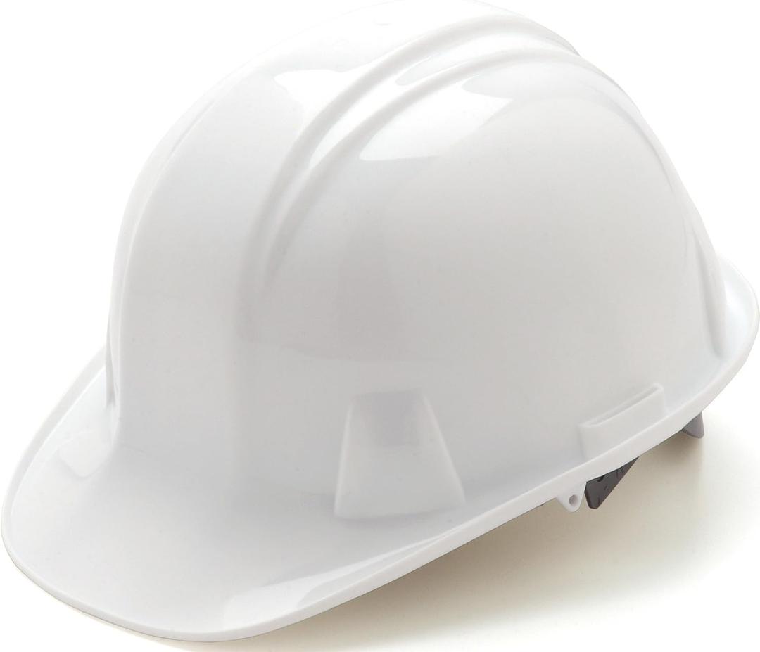 Pyramex Safety SL Series Cap Style Hard Hat, 4-Point Snap Lock Suspension (White)