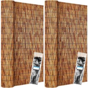 ZNCMRR Reed Fencing Rolls 2 Pcs Natural Bamboo Fence 4 Feet High Privacy Screen Curtains Fence for Balcony Patio Garden Backyard Shades Outdoor 4FT X 16.4FT Brown