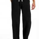 ZUY Men's Baggy Fleece Sweatpants Cotton Lounge Open Bottom Athletic Pants Straight Leg Drawstring with Pockets (Black, S)