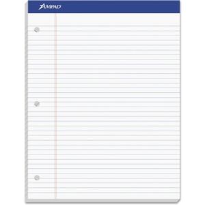 Ampad Double Sheet Pad, White, Letter Size, College Rule, 100 Sheets, 1 Each (20-323)