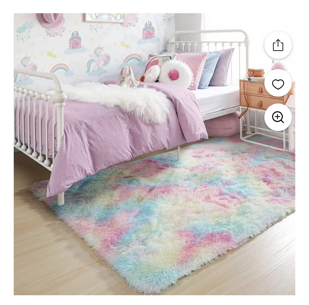 Softlife Soft Rainbow Area Rugs Fluffy Colorful Rugs Cute Floor Carpets Shaggy Playing Mat for Bedroom Home Decor,3'x5',Rainbow