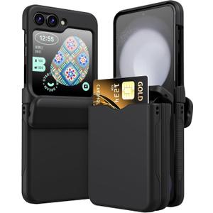 DAKORIE Phone Case for Samsung Galaxy Z Flip 5 Case Cover with Card Holder, Full Body Protector with Hinge Phone Cover for Samsung Galaxy Z Flip 5 5G(Black)