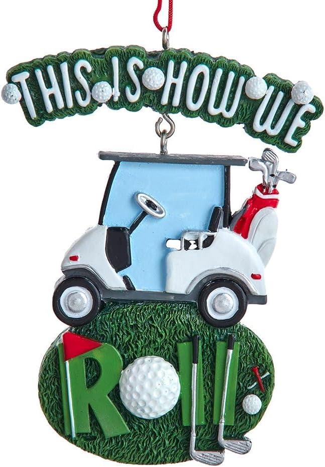 Kurt S. Adler Golf Cart Christmas Ornament w This is How We Roll 4.125 Inches