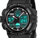 cofuo Kids Digital Sport Watch, Boys Girls Waterproof Sports Outdoor Watches Children Casual Electronic Analog Quartz Wrist Watches with Alarm Stopwatch (Black)