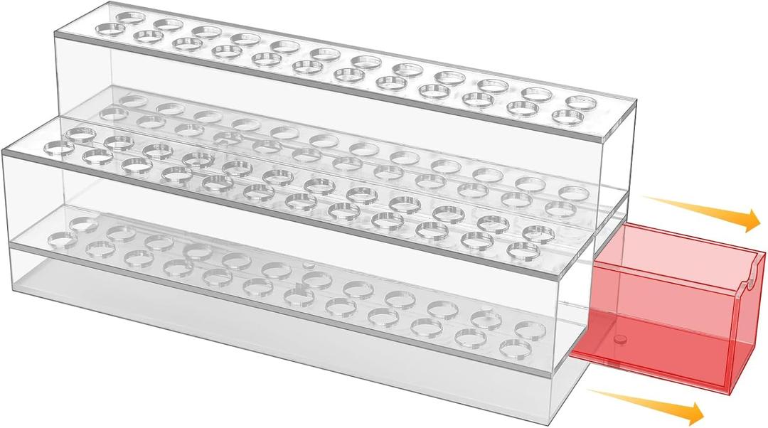 Acrylic Pen Display Holder,48 Hole Pen Stand Display with Hidden Drawer Storage,Upgrade Pen Display Stand for Craft Shows Home School Office Supplies