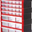 INTERTOOL Small Parts Hardware Organizer - 39 Removeable Drawer Bins & Dividers - Screw Storage Tool Box with Wall Mounts for Garage & Shop - For Bolts, Craft Beads, Legos - 19 x 15 x 7 BX08-4013