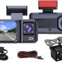 Dash Cam with Three Cameras, Full HD Dash Cam Front and Rear Dash Camera for Cars with Built-in 5GWiFi, 3.2 IPS Screen Dashcam, with 64G