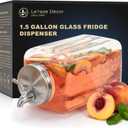 Le'raze 1.5-Gallon Glass Beverage Dispenser - Modern, Clear & Stainless Steel - Gravity Dispenser with Stainless Steel Spigot