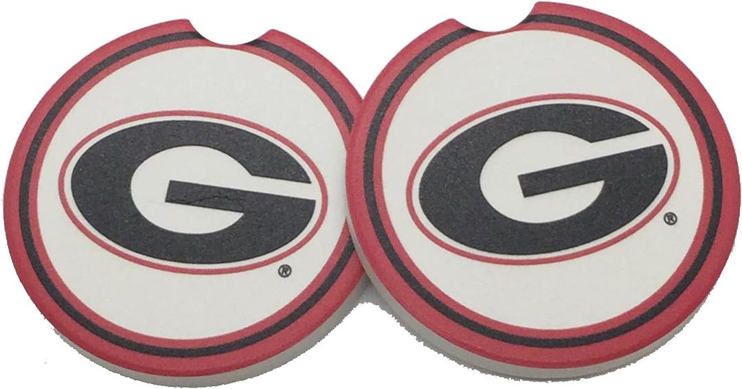Magnolia Lane University of Georgia Bulldogs Logo Car Coaster Set, Set Of 2 Coasters