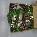 Thiccywoov 2 Pcs 9 Mini Christmas Wreath for Cabinet Front Door Christmas Green and White Artificial Ball Cone Winter Wreath for Wedding Window Home Wall Indoor Decor