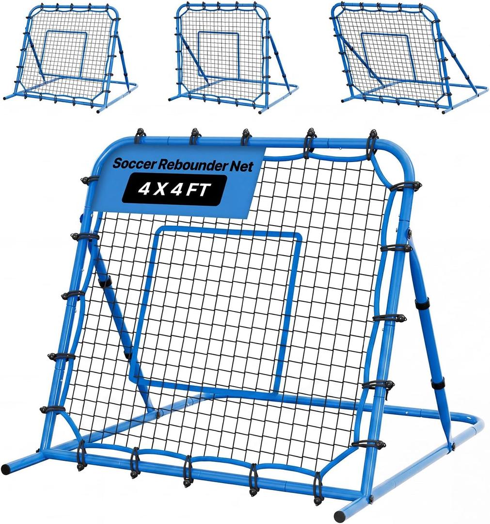 VEVOR Soccer Baseball Rebounder Net, Quick-Switch Angle Soccer Softball Rebounder for Control, Passing Practice, Premium Lacrosse Rebounder Net, Easy Setup Soccer Training Equipment for Teens&Adults, 3.7x3.7FT
