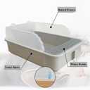 kathson Open Cat Litter Box with High Side,Anti-Splashing Cats Litter Pan,Kitten Toilet with Litter Sifting Scoop,Semi-Enclosed Removable Kittens Litter for Boxes Easy to Clean No Odor-Grey