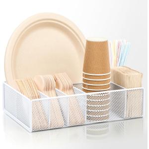 Utensil Caddy for Party - Paper Plate Holder,Utensil Silverware Caddy Utensil Holder Paper plate Organizer with 6 Compartments for Party, Camping, Picnic