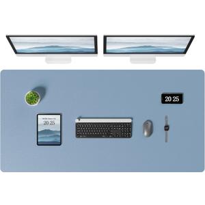 Aothia Leather Desk Pad Protector, Office Desk Mat, Large Mouse Pad, Laptop Desk Pad, Non-Slip PU Leather Desk Blotter, Waterproof Desk Writing Pad for Office and Home (Denim Blue, 47" x 24")