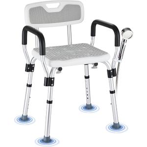 Shower Chair for Elderly and Disabled Inside Shower, Shower Seat for Inside Tub 450 LB Heavy Duty, Shower Chair with Arms and Back,Padded Handicap Bath Chairs for Seniors for Shower Stal
