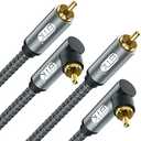 EMK 90 Degree RCA Cable, Male to Male Subwoofer Cable Right Angle Digital Coaxial Cable Dual Shielded RCA Audio Cable with Gold Plated Connectors,Pack of 2 (3 Feet/1M, 2PCS 90° RCA Cable, Black)