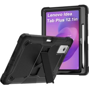 Case Compatible with Lenovo idea Tab Plus 12.1 Tablet, 12.1 inch with Stand Anti-Shock Dual Layer Case for Idea Tab Plus 12.1/TB365FC/TB361FU/K12C/TB361ZU-Black
