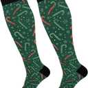 Wusikd Milk Cow Compression Socks for Women and Men Circulation Flowers Long Socks for Athletic Running 2 (Multi 1)