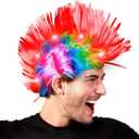 FlashingBlinkyLights Punk Rock Mohawk Light Up Wig with Blinking Red LEDs