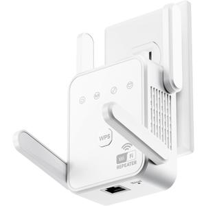 1200Mbps WiFi Extender Signal Booster for Home, Dual Band 5GHz/2.4GHz Wireless Internet Repeater with 4 External Antennas, Covers Up to 3600 Sq.ft & Supports 80 Devices, AP Mode with Ethernet Port