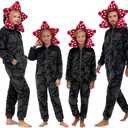 Demogorgon Onesie for Unisex, Warm Women and Men Long Sleeve Pajamas，Hooded Jumpsuit Costume Home Party (S)